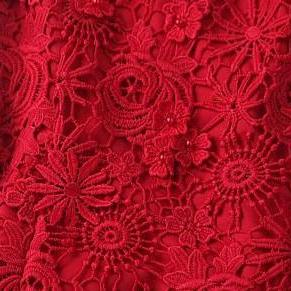 Sleeveless Dress Red Embroidery Beading Embroidery..