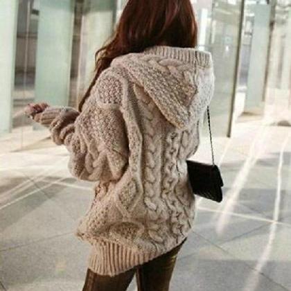 Loose Knit Cardigan Sweater Coat