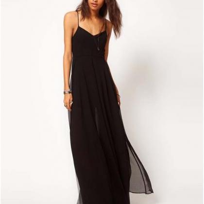 Black Suspenders Dress Chiffon Dress on Luulla