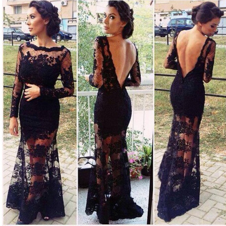 Transparent Embroidered Lace Dress