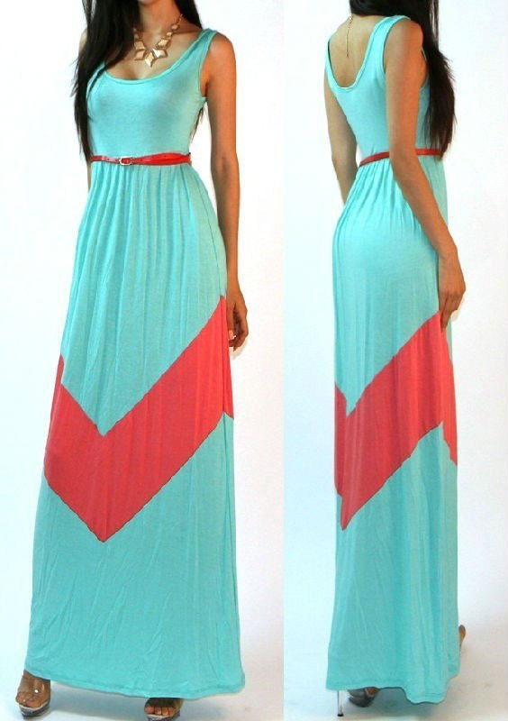Temperament Stripe Sleeveless Vest Dress, Long Dress on Luulla